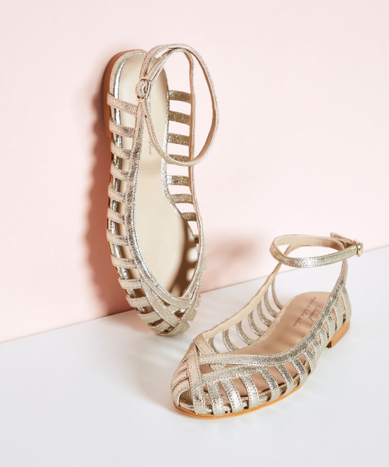 GIADA | Elegant woven ballerina with ankle strap for a sophisticated style