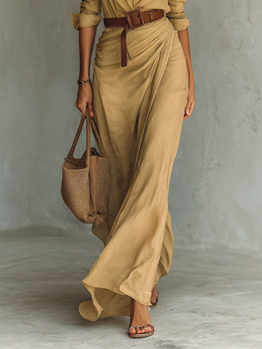Long Maxi Dress with Reversible Collar