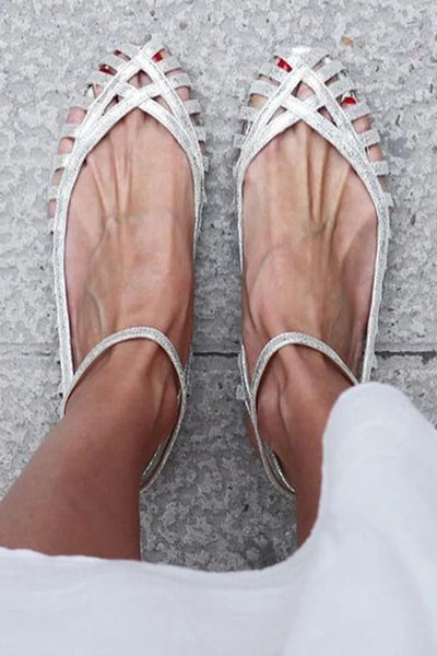 GIADA | Elegant woven ballerina with ankle strap for a sophisticated style