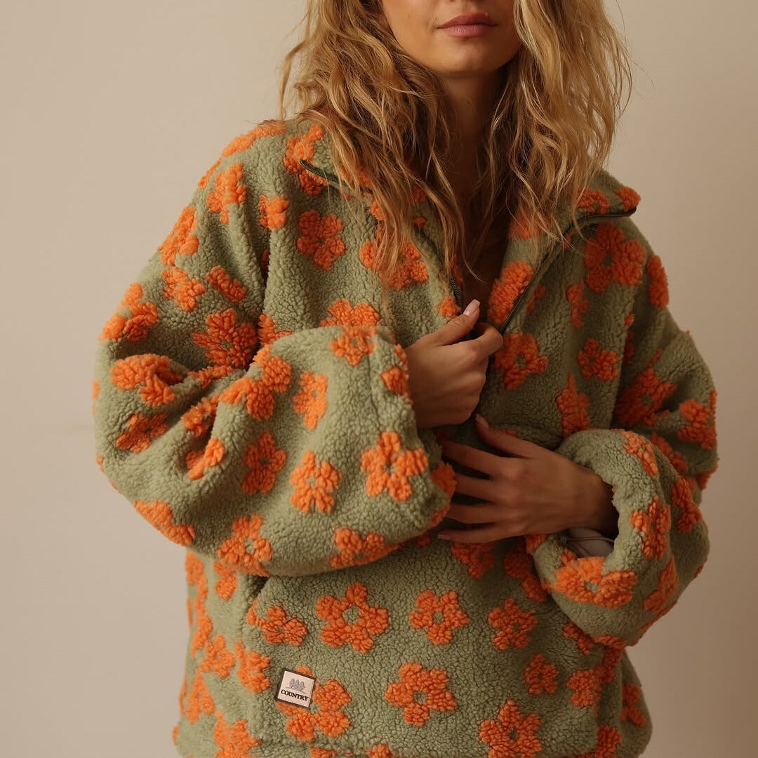 Amara™ | Floral Sherpa Sweater