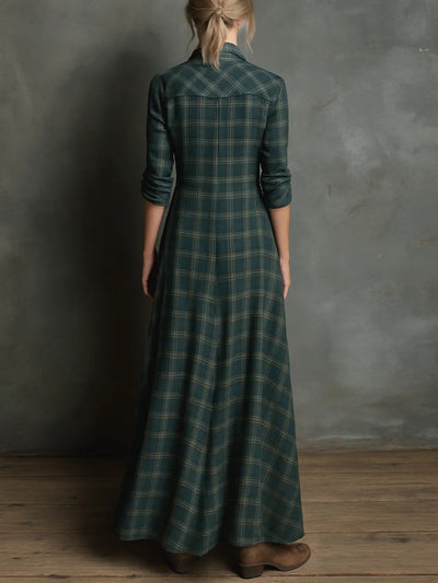 Soraya | Long Green Checkered Dress