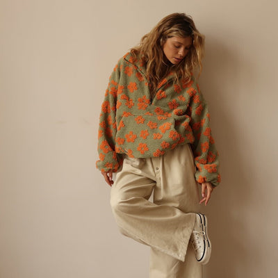 Amara™ | Floral Sherpa Sweater