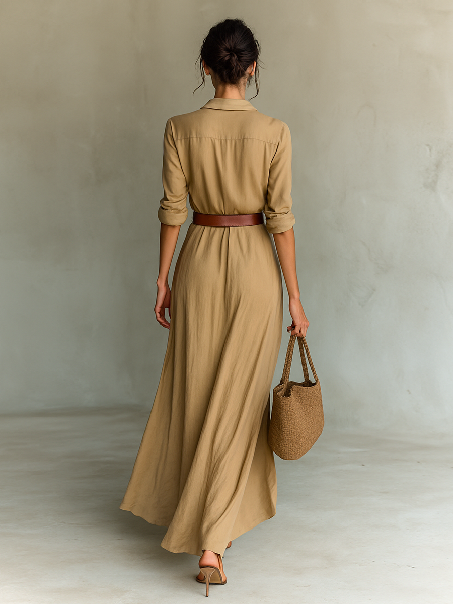 Long Maxi Dress with Reversible Collar